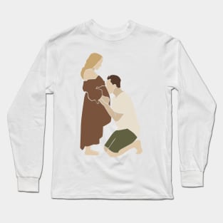 Abstract pregnant vector couple silhouette Illustration Long Sleeve T-Shirt